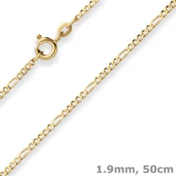 1,9mm Figarokette diamantiert Kette Collier Halskette aus 333 Gold Gelbgold 50cm