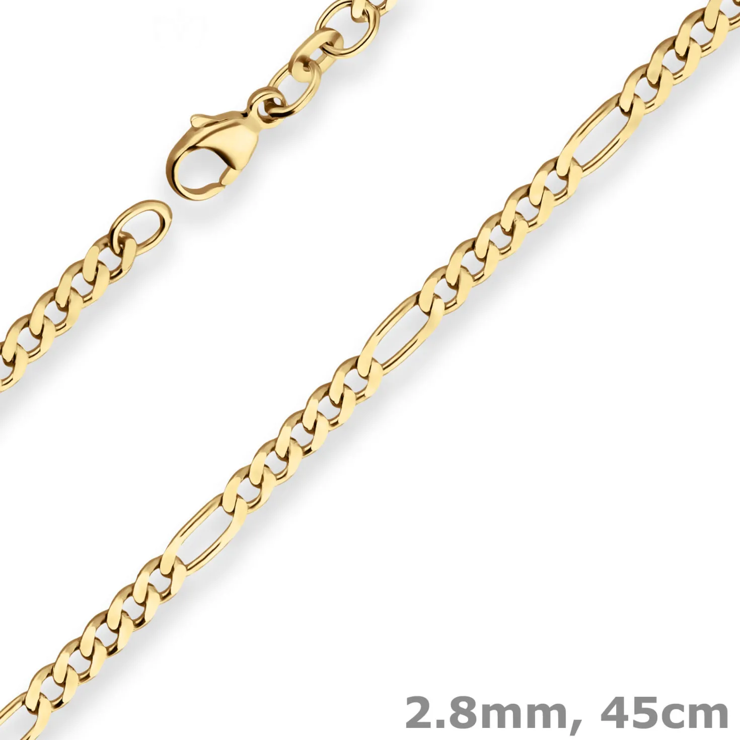 2,8mm Figarokette diamantiert Kette Collier Halskette aus 585 Gold Gelbgold 45cm