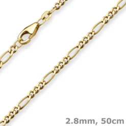 2,8mm Figarokette diamantiert Kette Collier Halskette aus 333 Gold Gelbgold 50cm