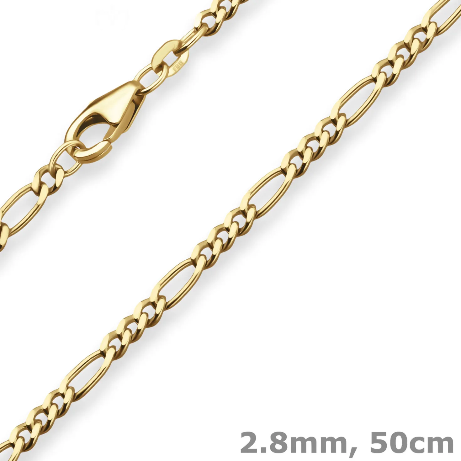 2,8mm Figarokette diamantiert Kette Collier Halskette aus 333 Gold Gelbgold 50cm