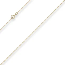 1,1mm Figarokette diamantiert Kette Collier Halskette aus 375 Gold Gelbgold 38cm