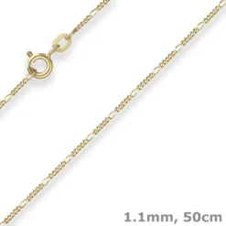 1,1mm Figarokette diamantiert Kette Collier Halskette aus 375 Gold Gelbgold 50cm