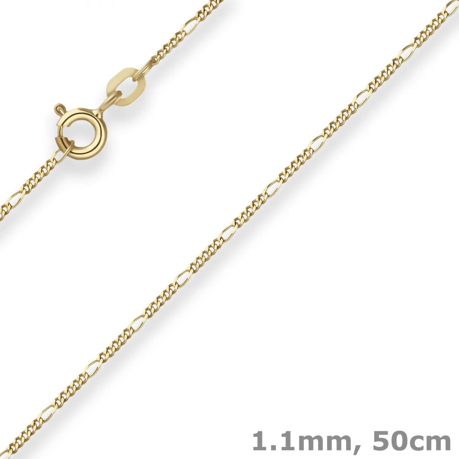 1,1mm Figarokette diamantiert Kette Collier Halskette aus 375 Gold Gelbgold 50cm