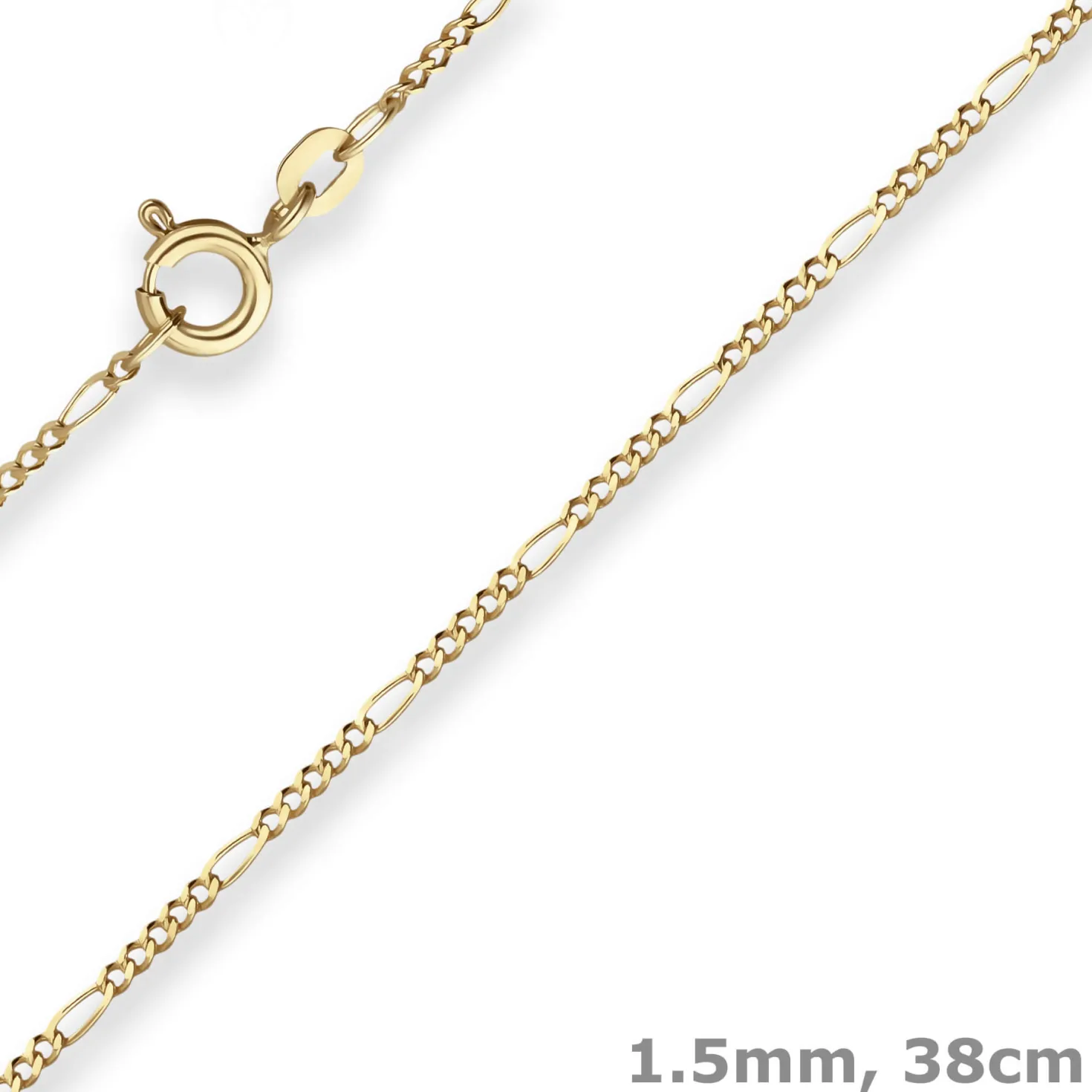 1,5mm Figarokette diamantiert Kette Collier Halskette aus 333 Gold Gelbgold 38cm