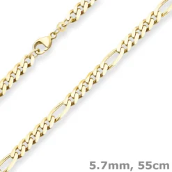 5,7mm Figarokette diamantiert Kette Collier Halskette aus 333 Gold Gelbgold 55cm