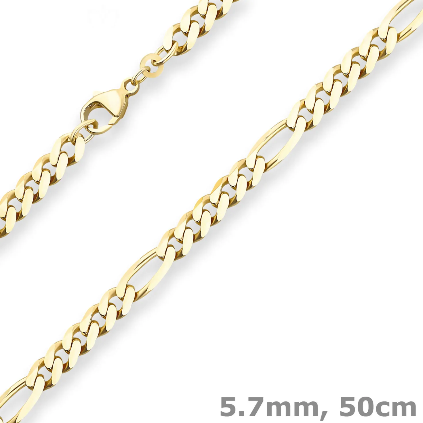 5,7mm Figarokette diamantiert Kette Collier Halskette aus 333 Gold Gelbgold 50cm