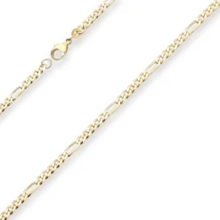 3,4mm Figarokette diamantiert Kette Collier Halskette aus 333 Gold Gelbgold 50cm