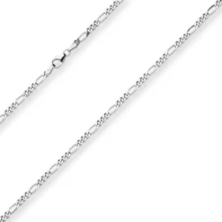 2,8mm Figarokette diamantiert Silberkette Collier Halskette aus 925 Silber 45cm