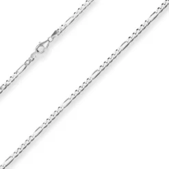 3,4mm Figarokette diamantiert Silberkette Collier Halskette aus 925 Silber 70cm