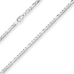 4,3mm Figarokette diamantiert Silberkette Collier Halskette aus 925 Silber 45cm