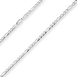 3,9mm Figarokette diamantiert Silberkette Collier Halskette aus 925 Silber 45cm