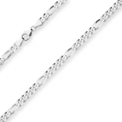 5,7mm Figarokette diamantiert Silberkette Collier Halskette aus 925 Silber 50cm