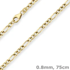 3,4mm Figarokette Goldkette Collier Halskette aus 333 Gold Gelbgold 75cm