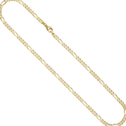 4,3mm Figarokette Halskette Collier 333 Gold Gelbgold diamantiert massiv 60cm