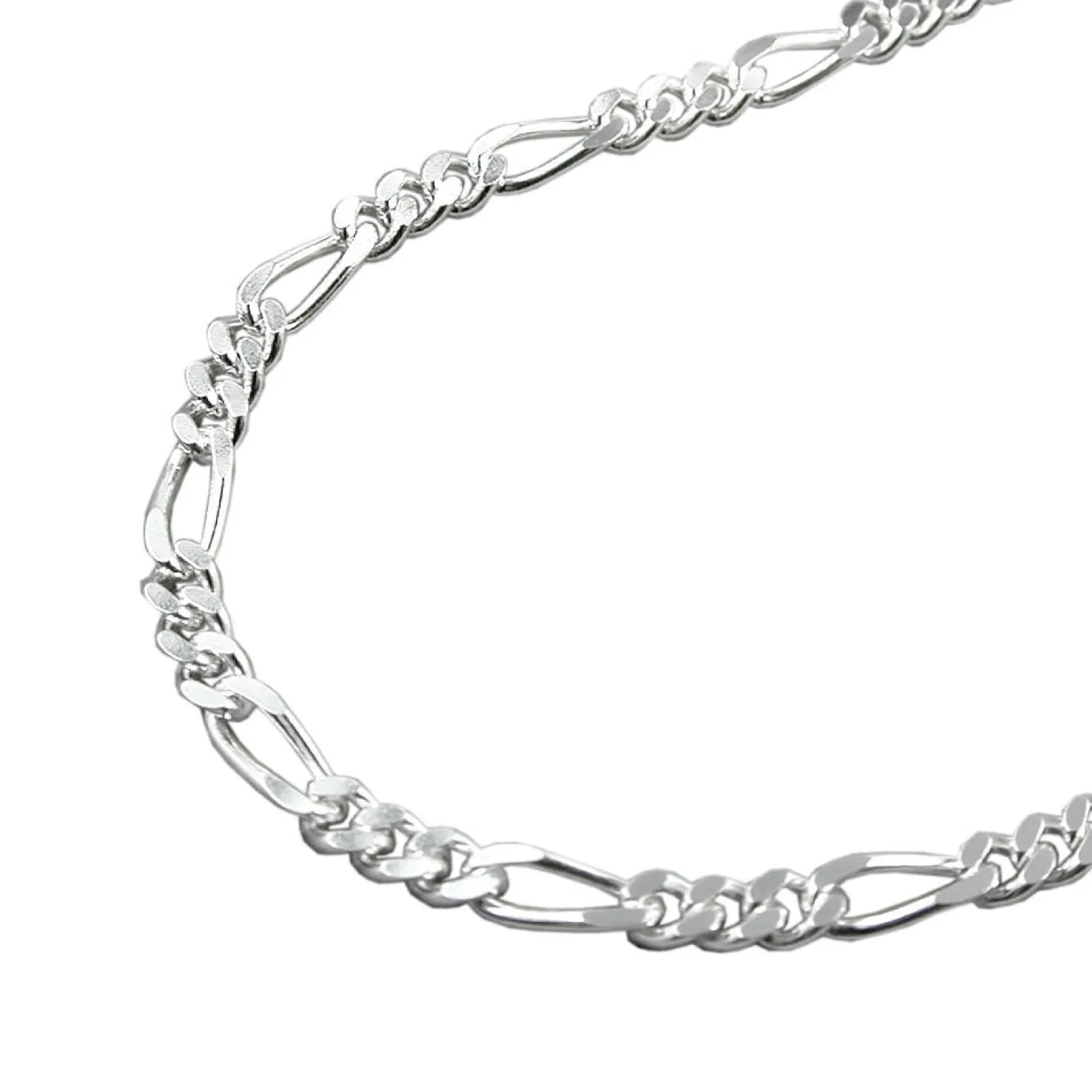 2mm Figarokette Kette Collier, 925 Silber, Silberkette, 38cm, Unisex
