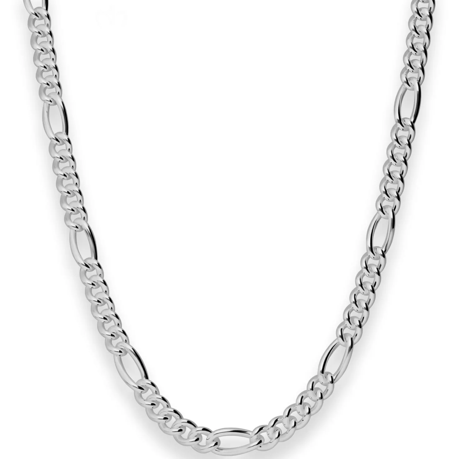 5,9mm Figarokette Silberkette Collier Halskette aus 925 Silber rhodiniert 50cm