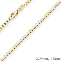 2,6mm Flach-Panzerkette weit Collier Halskette aus 585 Gold Gelbgold 45cm