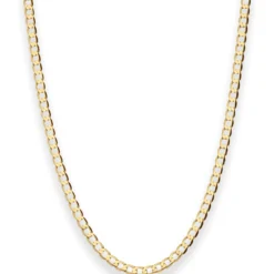 2,6mm Flach-Panzerkette weit Collier Halskette aus 585 Gold Gelbgold 45cm