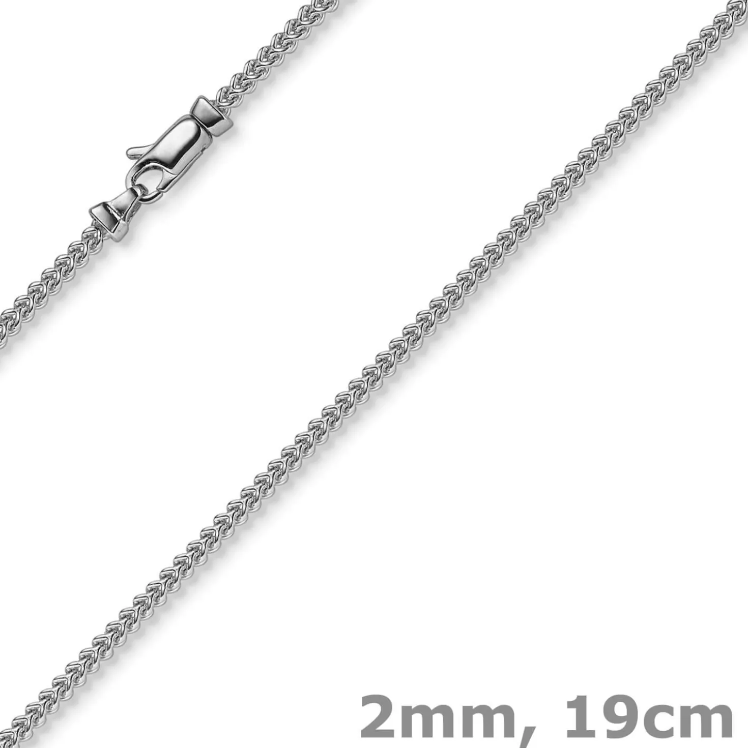 2mm Franco Armband Armkette Armschmuck aus 750 Gold Weißgold massiv 19cm