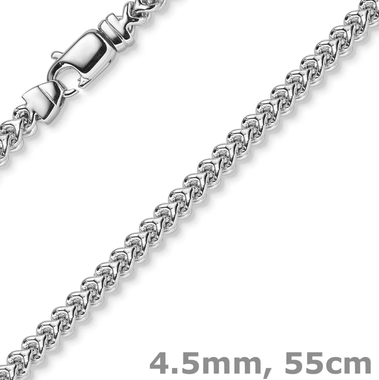 4,5mm Franco Kette Halskette Collier aus 750 Gold Weißgold massiv 55cm