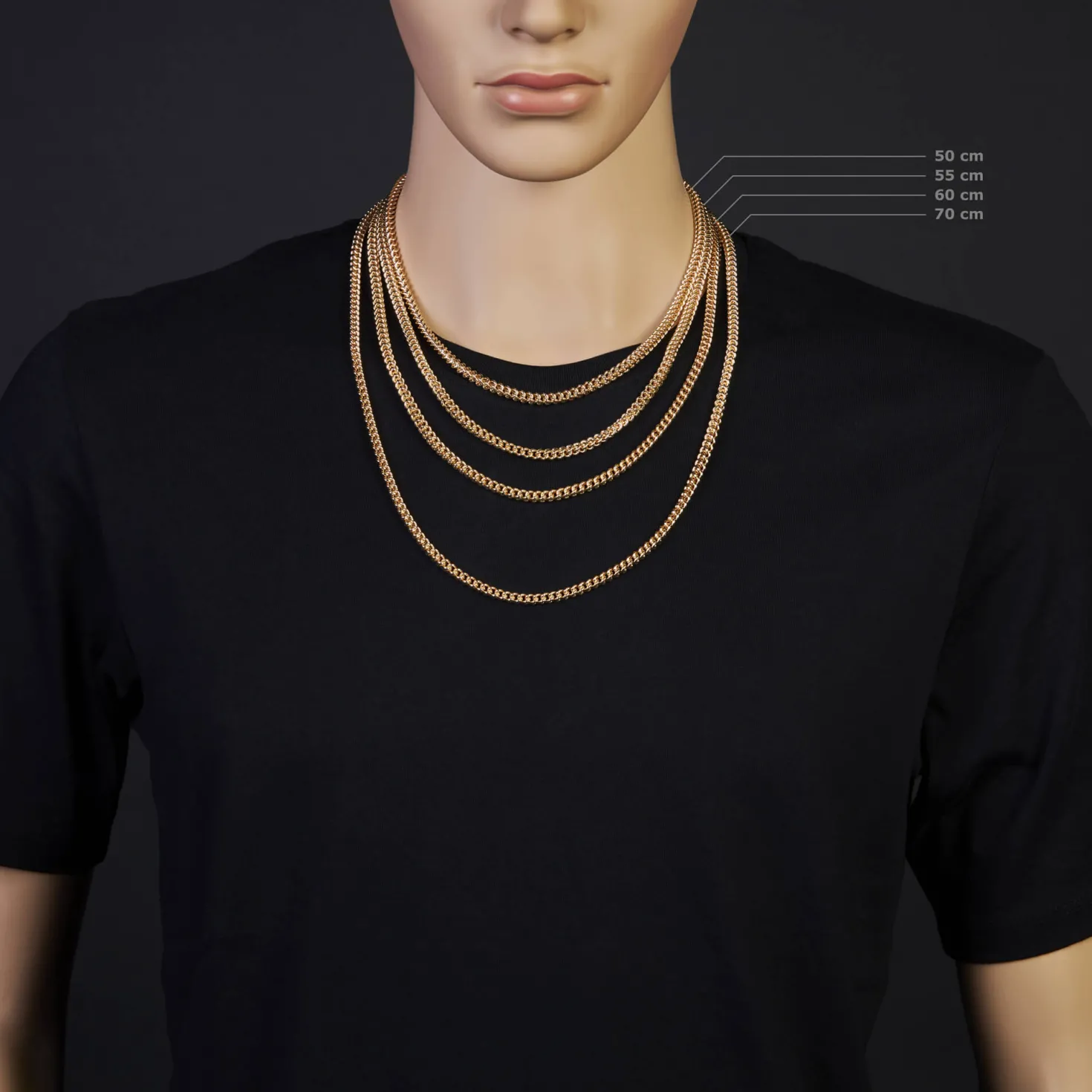 4,5mm Franco Kette Halskette Collier aus 585 Gold Gelbgold massiv 70cm