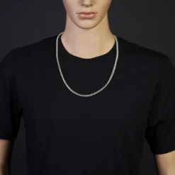 4,5mm Franco Kette Halskette Collier aus 585 Gold Weißgold massiv 70cm