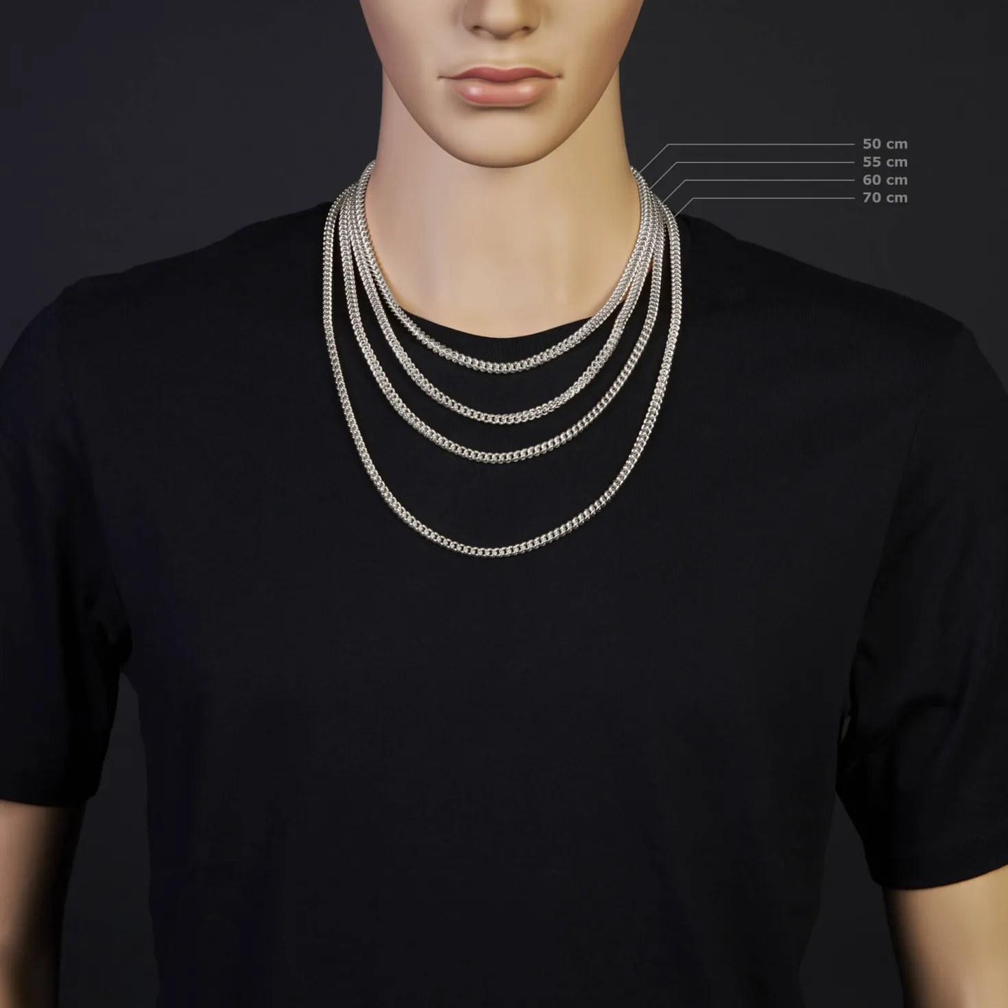 4,5mm Franco Kette Halskette Collier aus 585 Gold Weißgold massiv 55cm