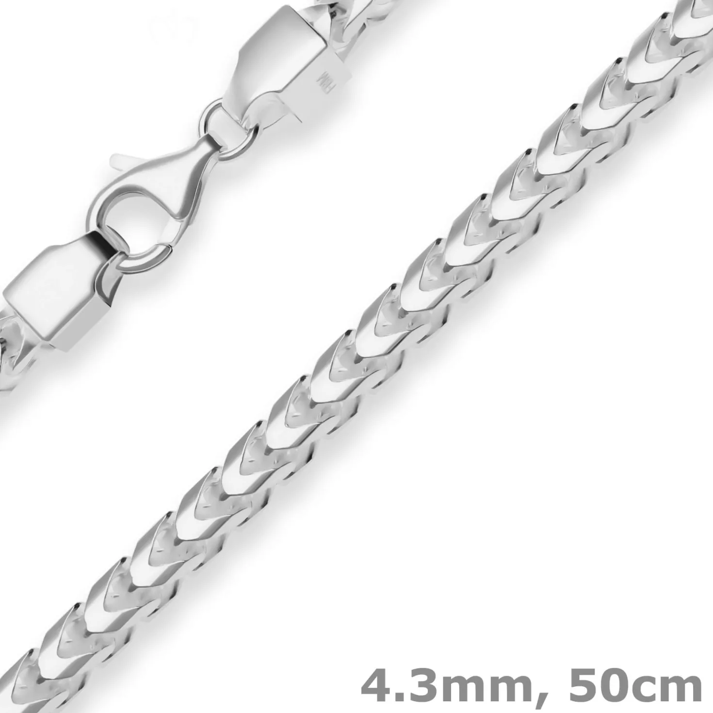 4,3mm Fuchsschwanzkette Silberkette Collier Halskette aus 925 Silber 50cm