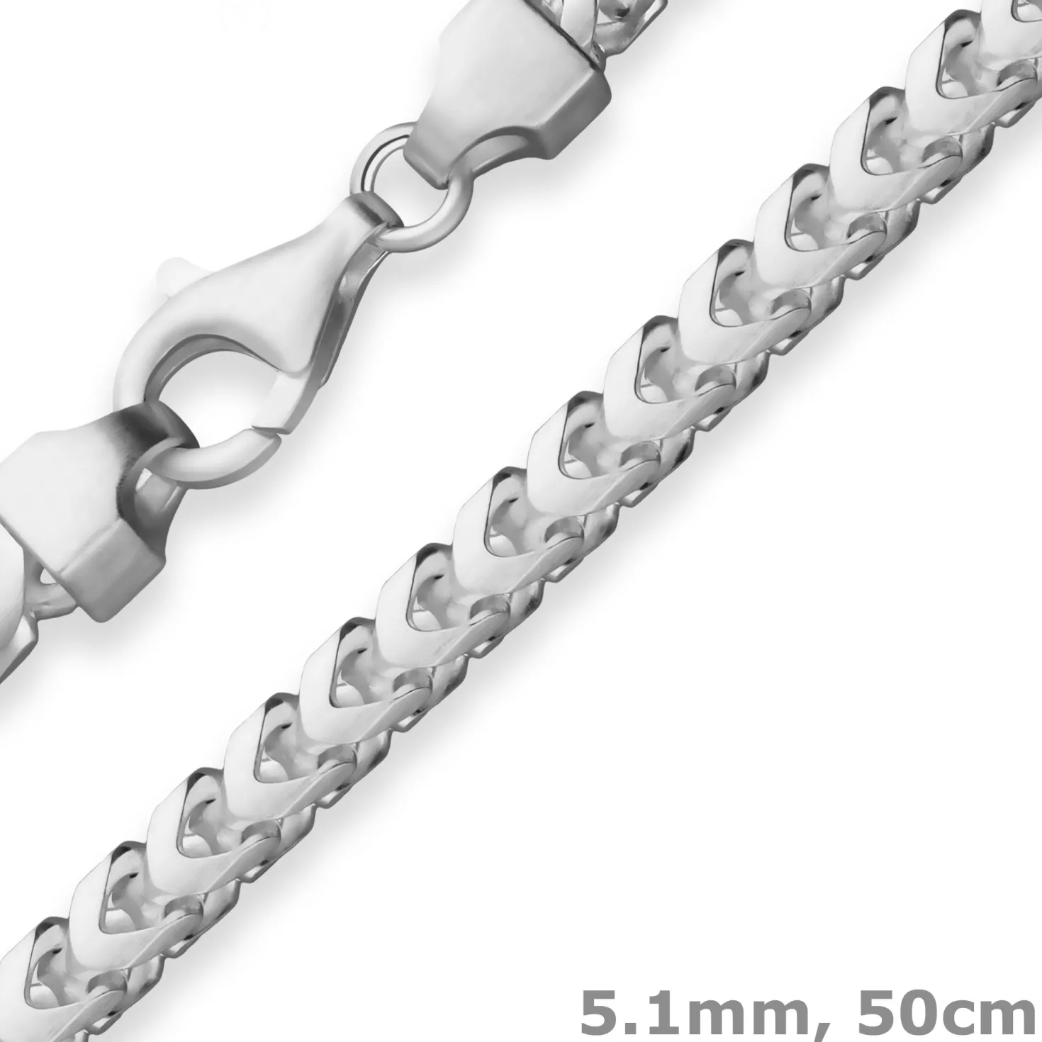 5,1mm Fuchsschwanzkette Silberkette Collier Halskette aus 925 Silber matt 50cm