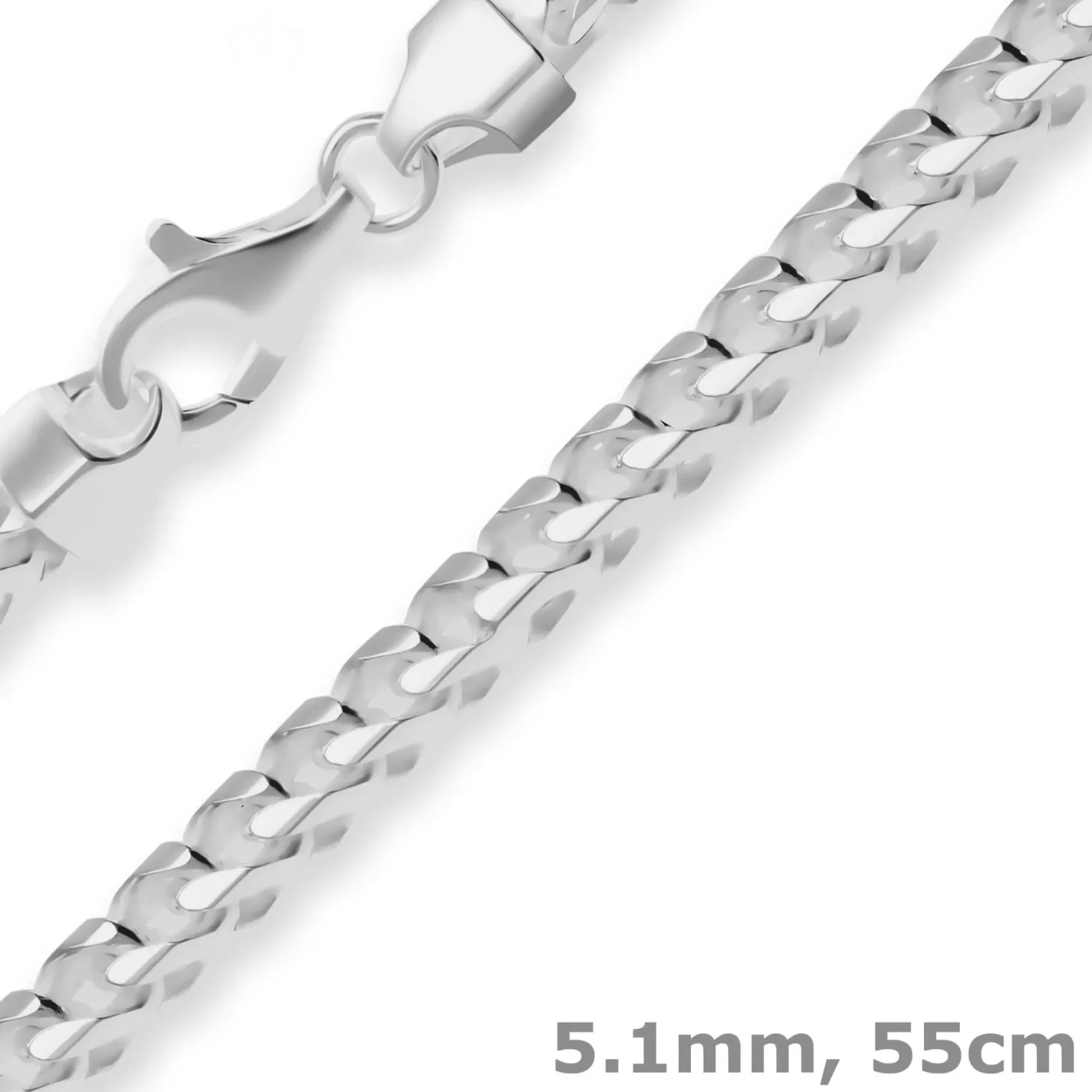 5,1mm Fuchsschwanzkette Silberkette Collier Halskette aus 925 Silber 55cm