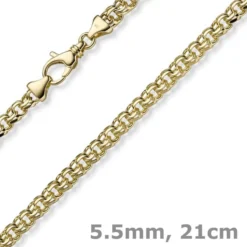 5,5mm Garibaldi Armband Armkette aus 585 Gold Gelbgold massiv 21cm