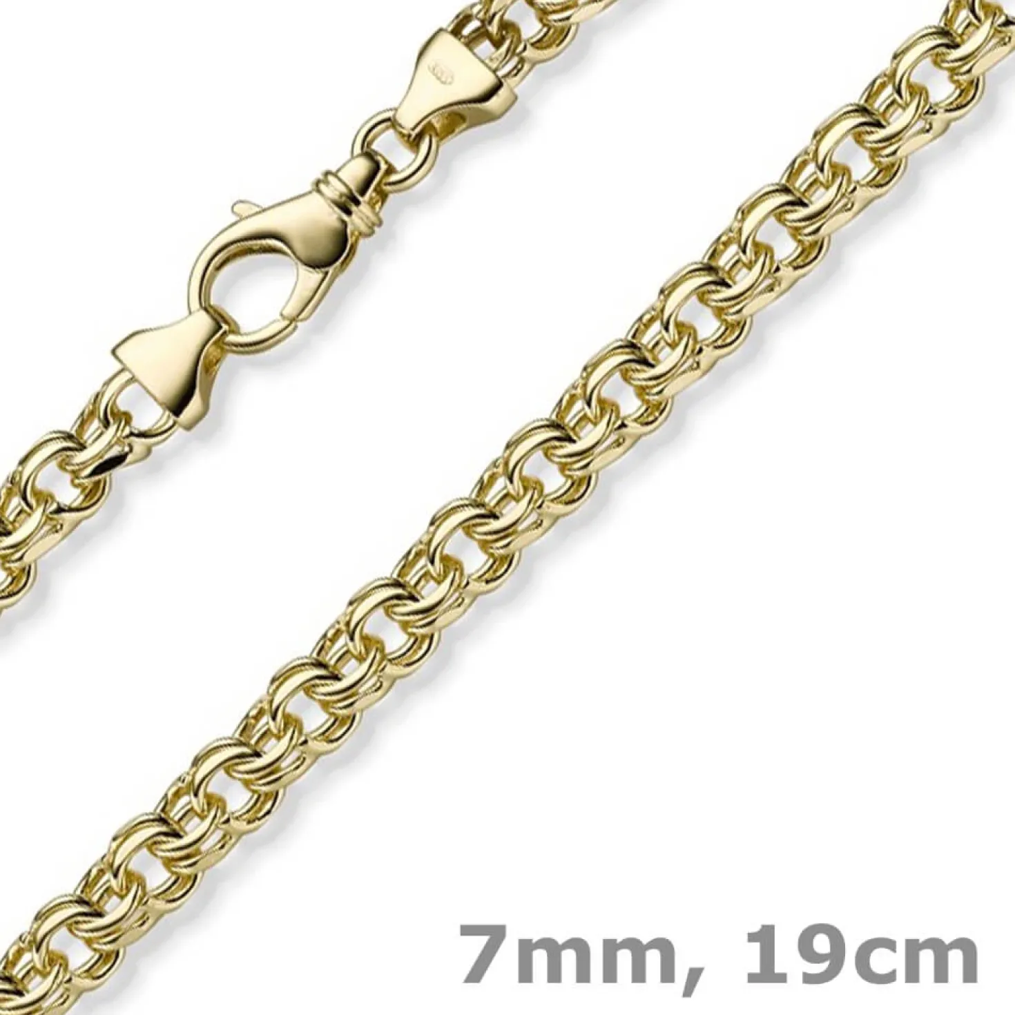 7mm Garibaldi Armband Armkette aus 585 Gold Gelbgold massiv 19cm