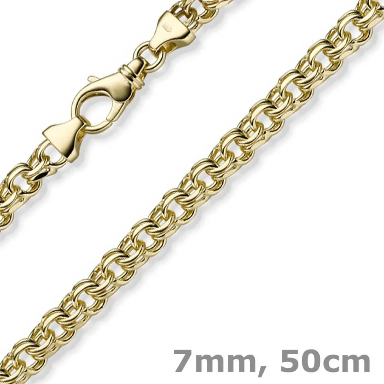 7mm Garibaldi Kette Halskette aus 585 Gold Gelbgold massiv 50cm