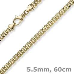 5,5mm Garibaldi Kette Halskette aus 585 Gold Gelbgold massiv 60cm