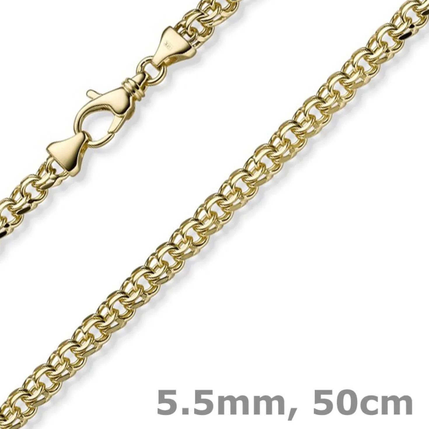 5,5mm Garibaldi Kette Halskette aus 585 Gold Gelbgold massiv 50cm