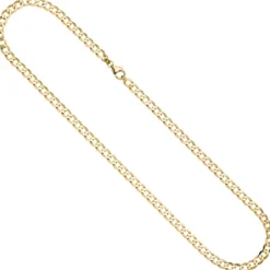 5,7mm Halskette Collier Panzerkette oval flach aus 333 Gold Gelbgold massiv 50cm