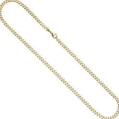 4,6mm Halskette Collier Panzerkette diamantiert 333 Gold Gelbgold massiv 50cm