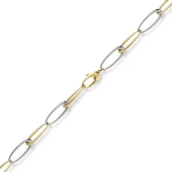10mm Halskette Collier Phantasiekette aus 585 Gold Gelbgold Weißgold 50cm