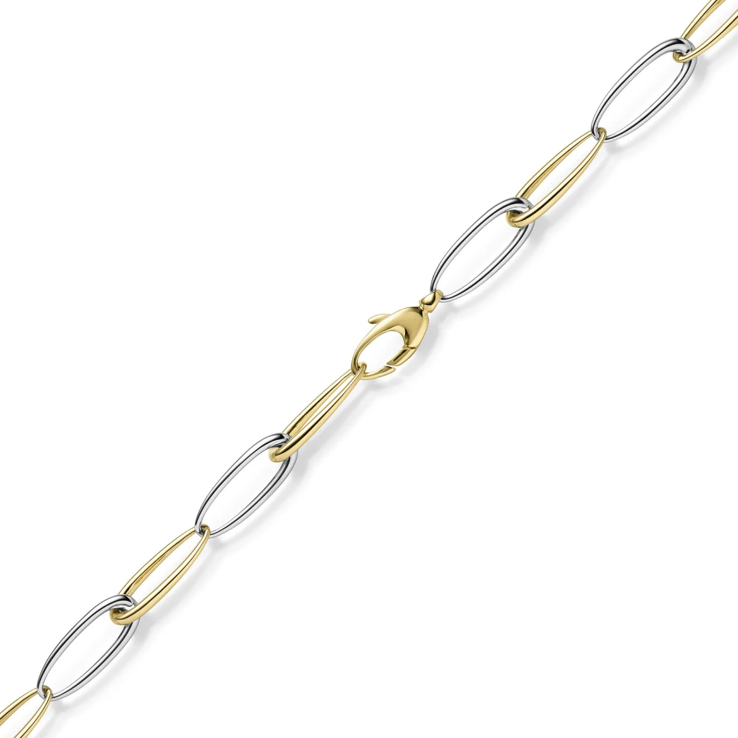 10mm Halskette Collier Phantasiekette aus 585 Gold Gelbgold Weißgold 50cm