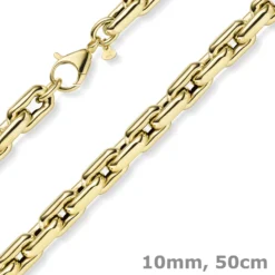 10mm Halskette Phantasiekette Weitanker-Kette aus 585 Gold Gelbgold 50cm