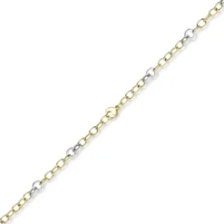 9,5mm Halskette Ringel-Kette Collier aus 585 Gold Gelbgold Weißgold bicolor 50cm