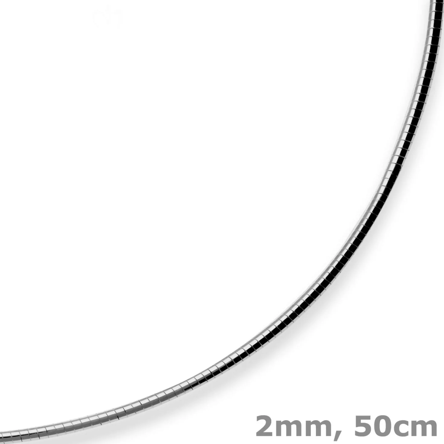 2mm Halsreif Halskette aus 925 Silber rhodiniert 50cm