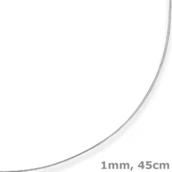 1mm Halsreif Omegakette Tondakette Collier Halskette aus 585 Gold Weißgold 45cm