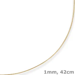 1mm Halsreif Omegakette Tondakette Collier Halskette aus 333 Gold Gelbgold 42cm