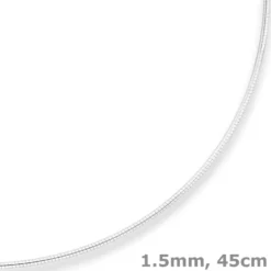 1,5mm Halsreif Omegareif Halskette aus 925 Silber 45cm