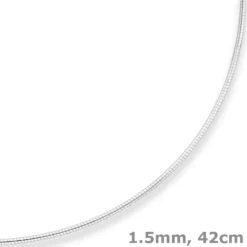 1,5mm Halsreif Omegareif Halskette aus 925 Silber rhodiniert 42cm