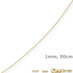 1mm Halsreif Omegareif Omegakette 750 Gold Gelbgold Goldkette 50cm abschraubbar