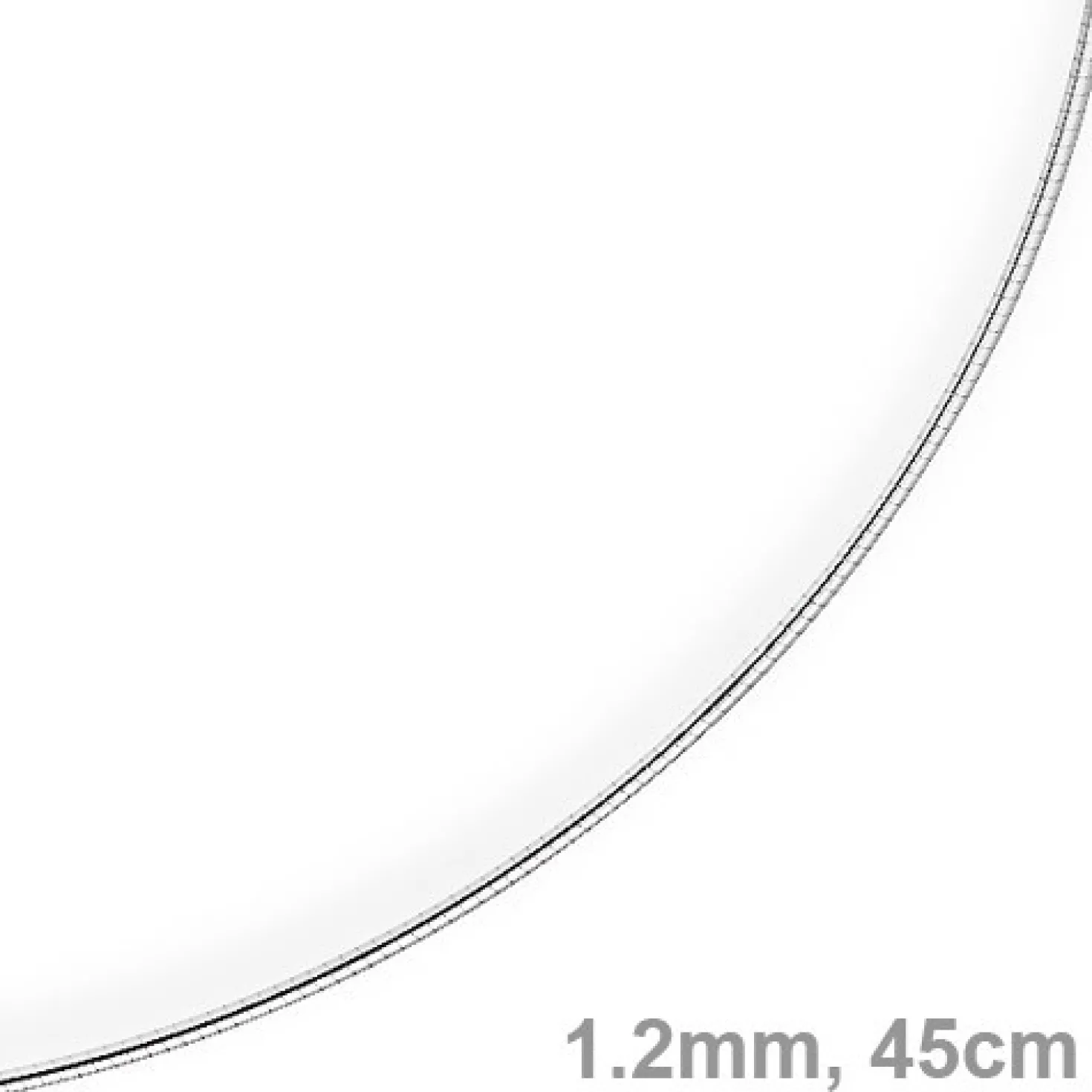 1,2mm Halsreif Omegareif Omegakette, 585 Gold Weißgold, Goldkette 45cm