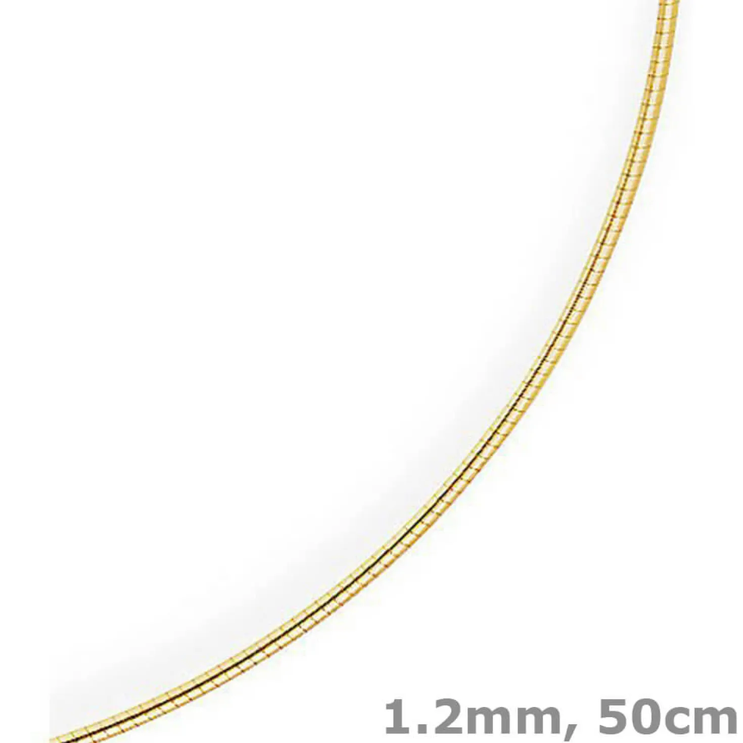 1,2mm Halsreif Omegareif Omegakette Collier 750 Gold Gelbgold, rund, 50cm