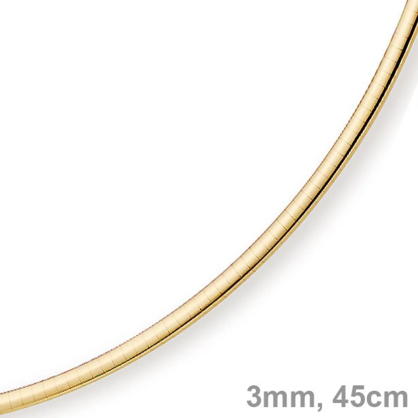 3mm Halsreif Omegareif Omegakette, 585 Gold Gelbgold, Goldkette, 45cm